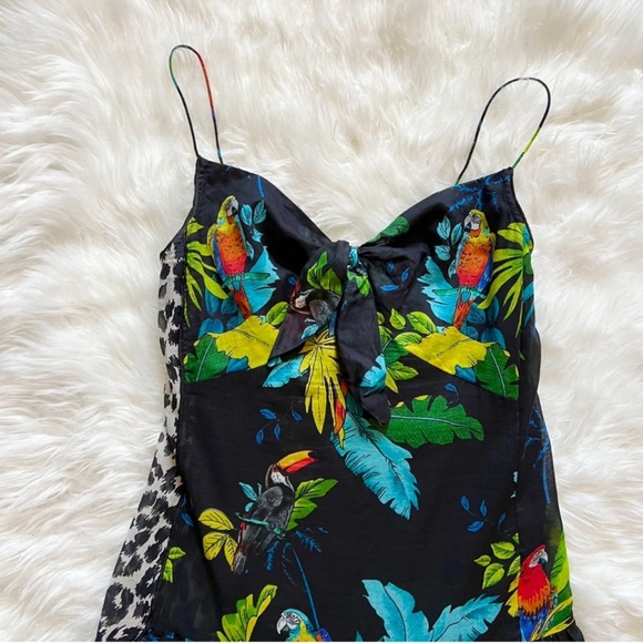 New! MARC JACOBS Tropical Palm Leaf & Animal Print Tie Front Midi Dress - Picture 5 of 8